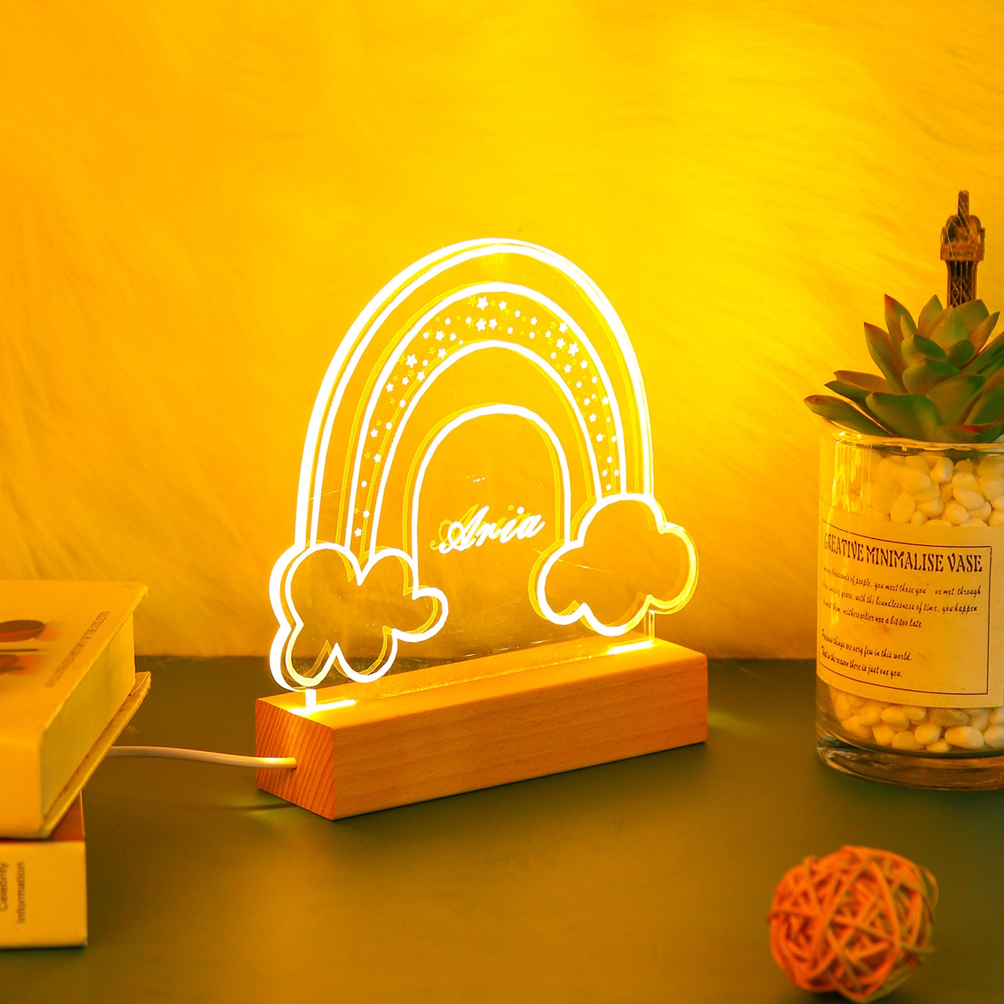 Nachttischlampe warmer Regenbogen